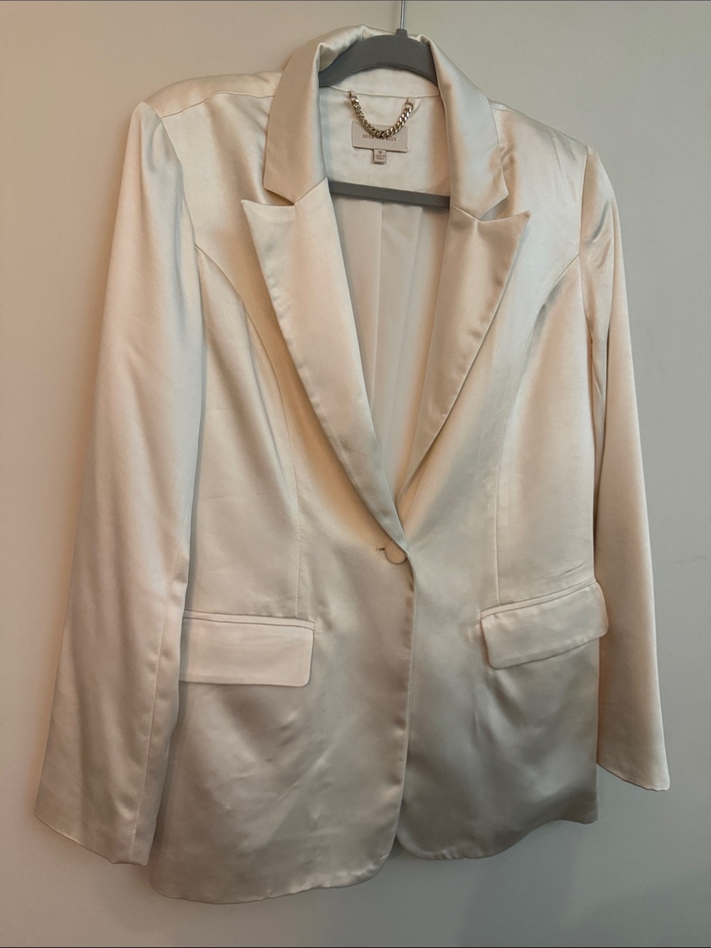 Women’s Satin Single-Button Blazer - Cream/Ivory